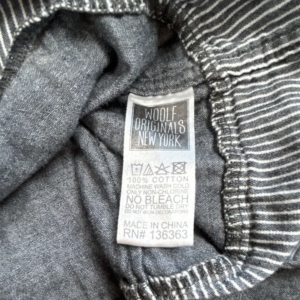WON Wolf Originals Gray White Striped Cotton Button Up Shirt Pocket Mens M - Picture 4 of 9